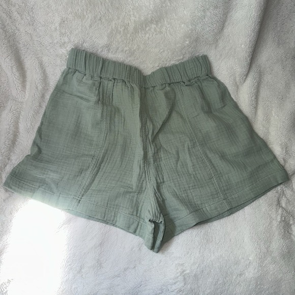 NEW Madewell Gauze Cotton Shorts Beachy Coastal Green Lightweight Minimalist M - Picture 4 of 7